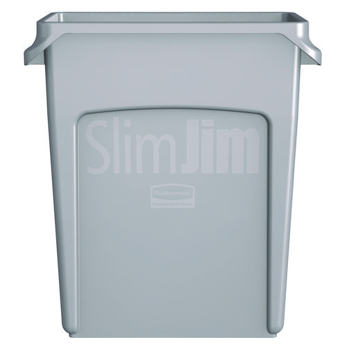 Picture of Slim Jim Waste Container with Handles, 16 gal, Plastic, Light Gray