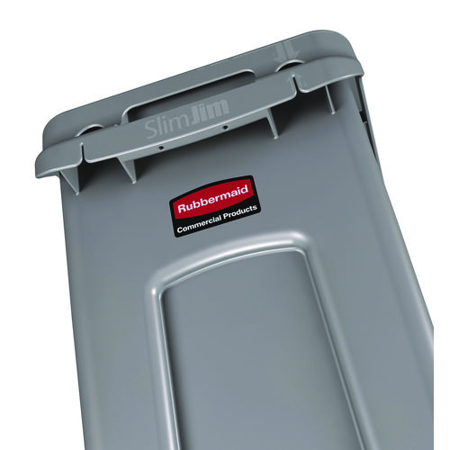 Picture of Slim Jim Waste Container with Handles, 16 gal, Plastic, Light Gray