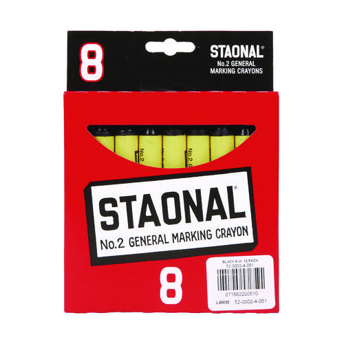 Picture of Staonal Marking Crayons, Black, 8/Box