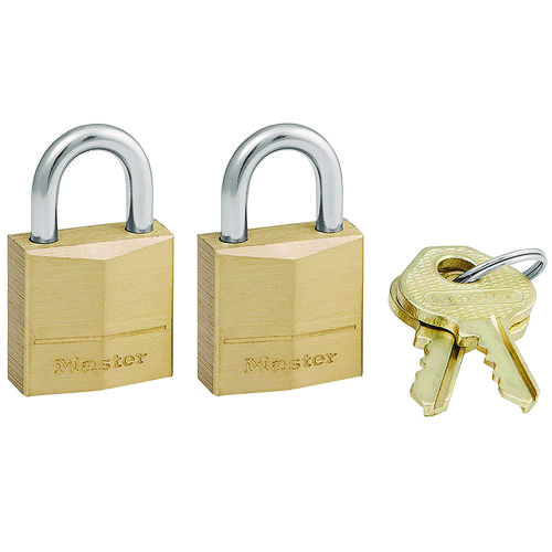 Picture of Three-Pin Brass Tumbler Locks, 0.75" Wide, 2 Locks and 2 Keys, 2/Pack