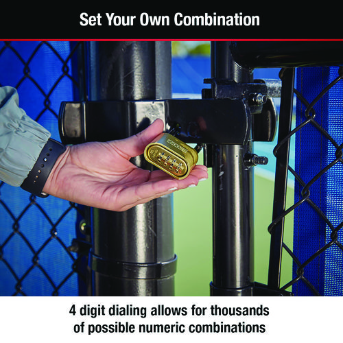 Picture of Resettable Combination Padlock, 2" Wide, Brass