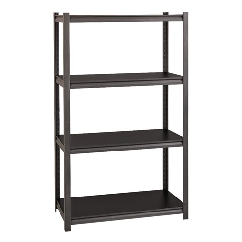 Picture of Steel Shelving Unit with Laminate Shelves, Four-Shelf, 36w x 18d x 60h, Steel, Black/Gun Metal Gray