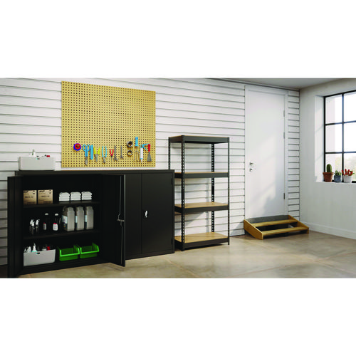 Picture of Steel Shelving with Particleboard Shelves, Four-Shelf, 30w x 16d x 60h, Steel, Black