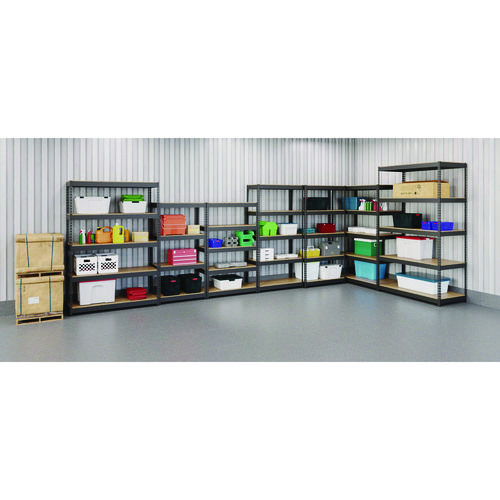 Picture of Steel Shelving with Particleboard Shelves, Four-Shelf, 30w x 16d x 60h, Steel, Black