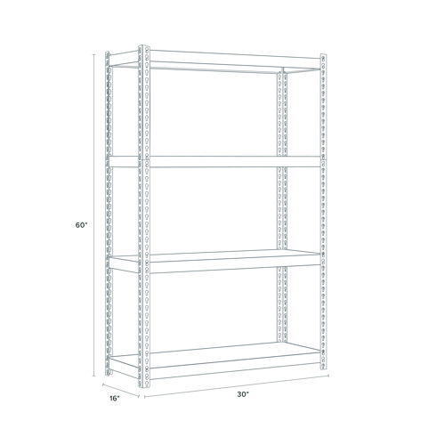 Picture of Steel Shelving with Particleboard Shelves, Four-Shelf, 30w x 16d x 60h, Steel, Black