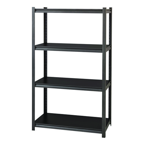 Picture of Steel Shelving Unit with Laminate Shelves, Four-Shelf, 36w x 18d x 60h, Steel, Black/Gun Metal Gray