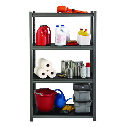 Picture of Steel Shelving Unit with Laminate Shelves, Four-Shelf, 36w x 18d x 60h, Steel, Black/Gun Metal Gray