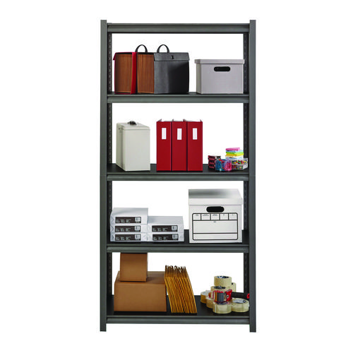 Picture of Steel Shelving Unit with Laminate Shelves, Five-Shelf, 36w x 18d x 72h, Steel, Black/Gun Metal Gray