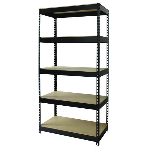 Picture of Steel Shelving with Particleboard Shelves, Five-Shelf, 36w x 18d x 72h, Steel, Black