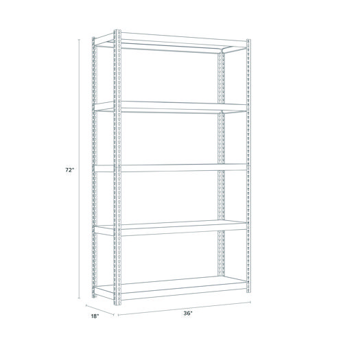 Picture of Steel Shelving with Particleboard Shelves, Five-Shelf, 36w x 18d x 72h, Steel, Black