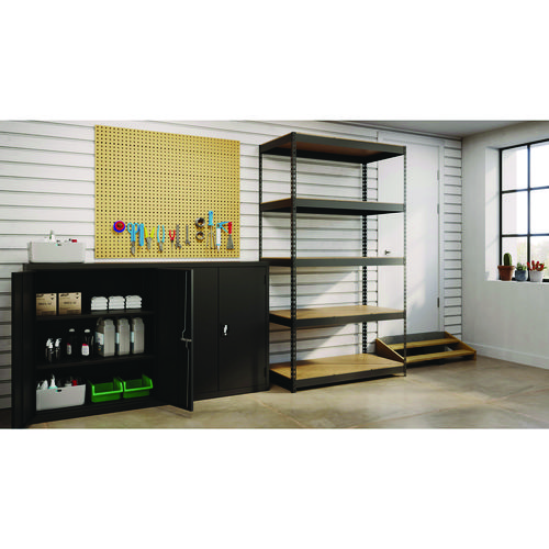 Picture of Steel Shelving Unit with Particleboard Shelves, Five-Shelf, 48w x 24d x 84h, Steel, Black