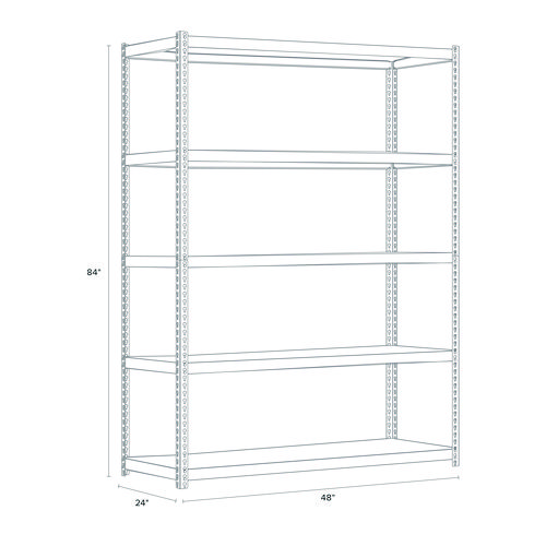 Picture of Steel Shelving Unit with Particleboard Shelves, Five-Shelf, 48w x 24d x 84h, Steel, Black