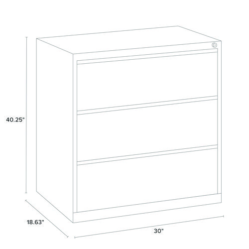 Picture of Lateral File, 3 Legal/Letter-Size File Drawers, Light Gray, 30" x 18.62" x 40.25"