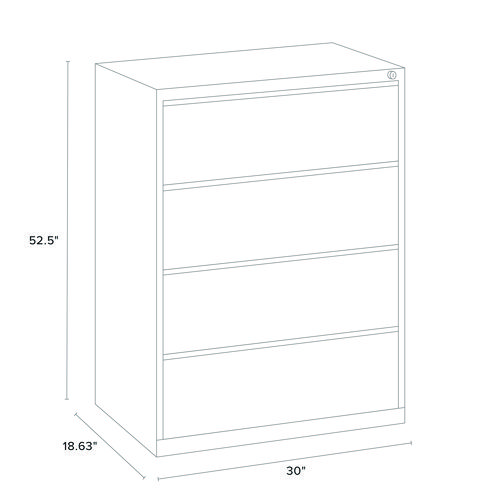 Picture of Lateral File, 4 Legal/Letter-Size File Drawers, Light Gray, 30" x 18.62" x 52.5"