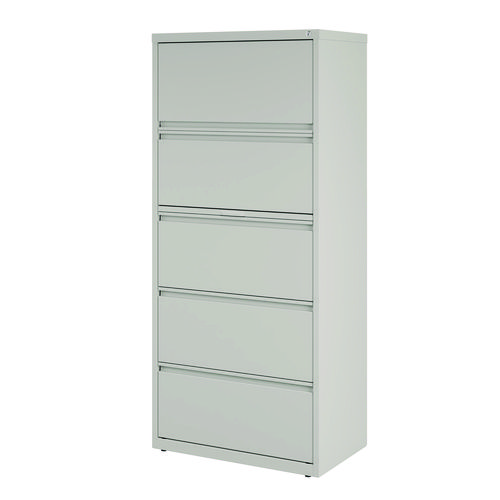 Picture of Lateral File, 5 Legal/Letter-Size File Drawers, Light Gray, 30" x 18.62" x 67.62"