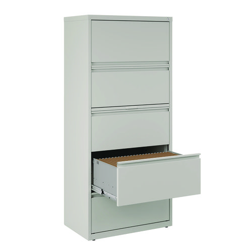 Picture of Lateral File, 5 Legal/Letter-Size File Drawers, Light Gray, 30" x 18.62" x 67.62"