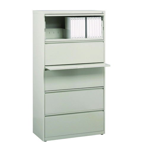 Picture of Lateral File, 5 Legal/Letter-Size File Drawers, Light Gray, 30" x 18.62" x 67.62"