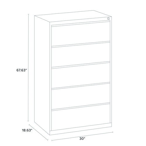 Picture of Lateral File, 5 Legal/Letter-Size File Drawers, Light Gray, 30" x 18.62" x 67.62"