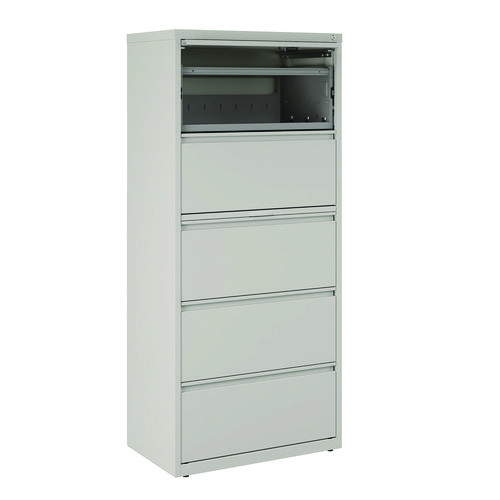 Picture of Lateral File, 5 Legal/Letter-Size File Drawers, Light Gray, 30" x 18.62" x 67.62"