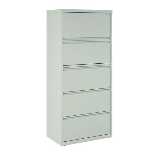 Picture of Lateral File, 5 Legal/Letter-Size File Drawers, Light Gray, 30" x 18.62" x 67.62"