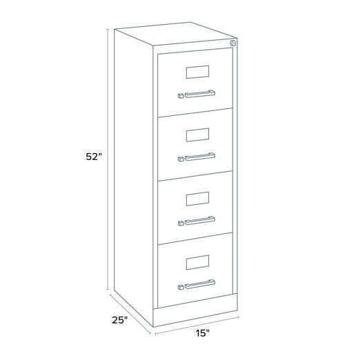 Picture of Economy Vertical File, 4 Letter-Size File Drawers, Light Gray, 15" x 25" x 52"