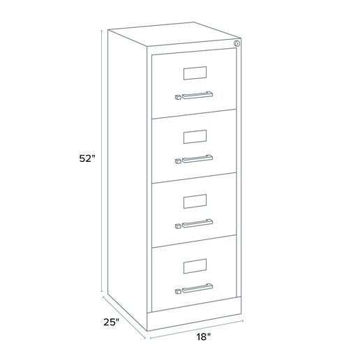 Picture of Economy Vertical File, 4 Legal-Size File Drawers, Light Gray, 18" x 25" x 52"