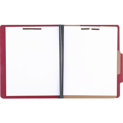 Picture of Pressboard Classification Folders, 2" Expansion, 1 Divider, 4 Fasteners, Letter Size, Earth Red Exterior, 10/Box