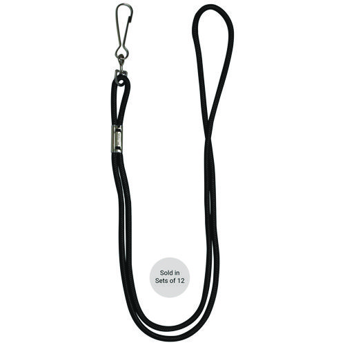 Picture of Lanyard, Metal J-Hook Fastener, 20" Long, Black, 12/Pack