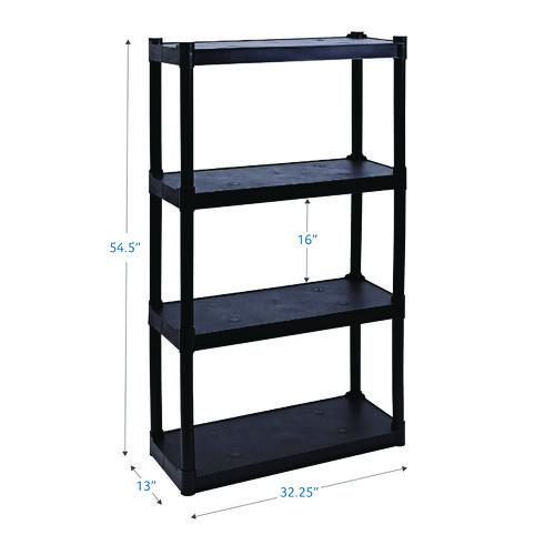 Picture of Rough n Ready Open Storage System, Four-Shelf, Injection-Molded Polypropylene, 32w x 13d x 54h, Black