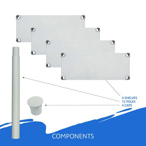 Picture of Rough n Ready Open Storage System, Four-Shelf, Injection-Molded Polypropylene, 32w x 13d x 54h, Platinum