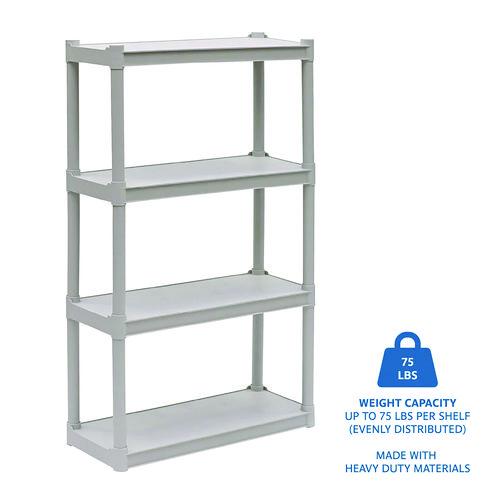 Picture of Rough n Ready Open Storage System, Four-Shelf, Injection-Molded Polypropylene, 32w x 13d x 54h, Platinum