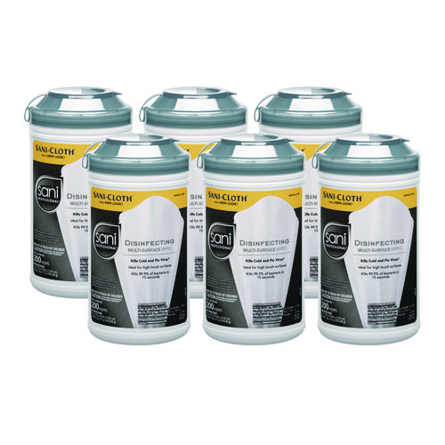 Picture of Disinfecting Multi-Surface Wipes, 7.5 x 5.38, White, 200/Canister, 6 Canisters/Carton