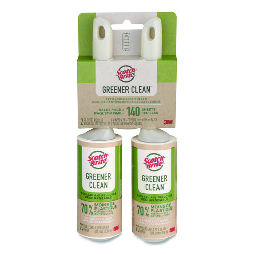 Picture of Greener Clean Lint Roller, 70 Sheets/Roll, 2/Pack