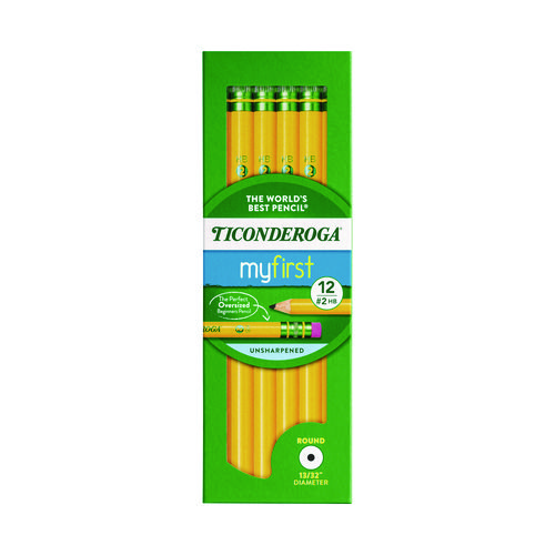 Ticonderoga+Beginners+Woodcase+Pencil+With+Eraser+And+Microban+Protection%2C+Hb+%28%232%29%2C+Black+Lead%2C+Yellow+Barrel%2C+Dozen