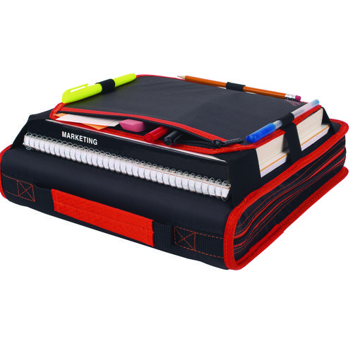 Picture of Zipper Binder, 3 Rings, 2" Capacity, 11 x 8.5, Black/Red Accents