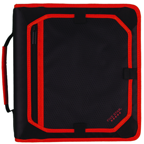 Picture of Zipper Binder, 3 Rings, 2" Capacity, 11 x 8.5, Black/Red Accents