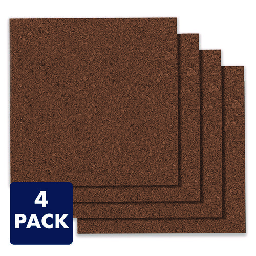 Picture of Cork Panels, 12" x 0.38" x 12", Brown, 4/Pack