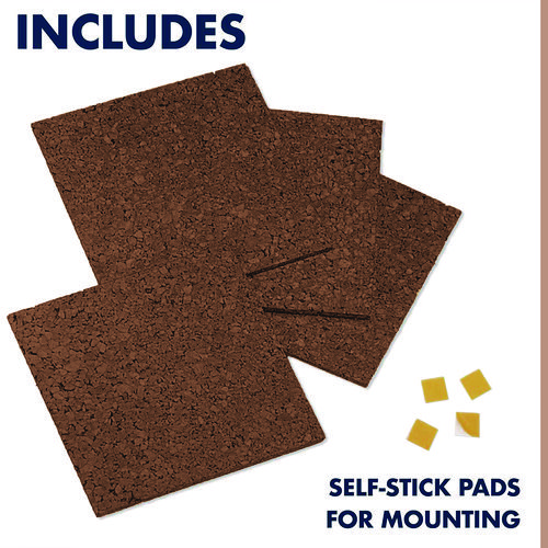 Picture of Cork Panels, 12" x 0.38" x 12", Brown, 4/Pack