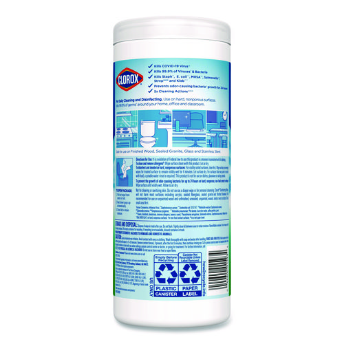 Picture of Disinfecting Wipes, 1-Ply, 7 x 8, Fresh Scent, White, 35/Canister