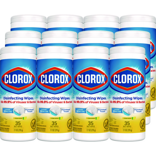 Disinfecting+Wipes%2C+1-Ply%2C+7+x+8%2C+Crisp+Lemon%2C+White%2C+35%2FCanister%2C+12+Canisters%2FCarton