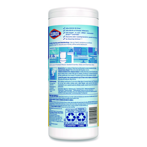 Picture of Disinfecting Wipes, 1-Ply, 7 x 8, Crisp Lemon, White, 35/Canister