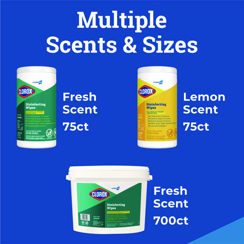 Picture of Disinfecting Wipes, 1-Ply, 7 x 8, Fresh Scent, White, 700/Bag Refill, 2 Bags/Carton