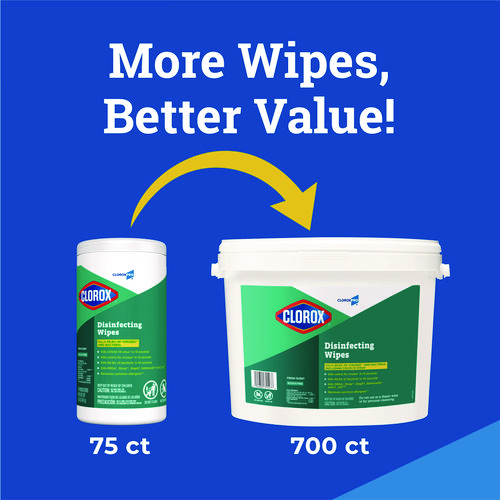 Picture of Disinfecting Wipes, 1-Ply, 7 x 8, Fresh Scent, White, 700/Bucket