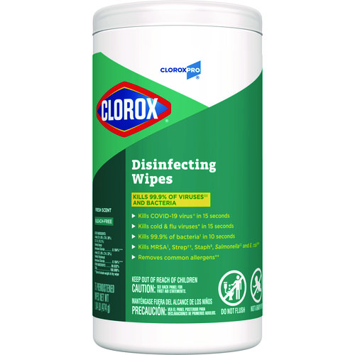 Disinfecting+Wipes%2C+1-Ply%2C+7+x+8%2C+Fresh+Scent%2C+White%2C+75%2FCanister