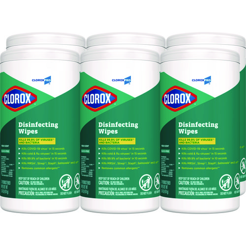 Disinfecting+Wipes%2C+1-Ply%2C+Fresh+Scent%2C+7+x+8%2C+White%2C+75%2FCanister%2C+6+Canisters%2FCarton