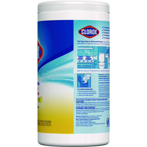 Picture of Disinfecting Wipes, 1-Ply, 7 x 7.75, Crisp Lemon, White, 75/Canister, 6 Canisters/Carton