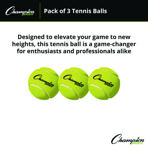 Picture of Tennis Balls, 2.5" Diameter, Yellow, 3/Pack