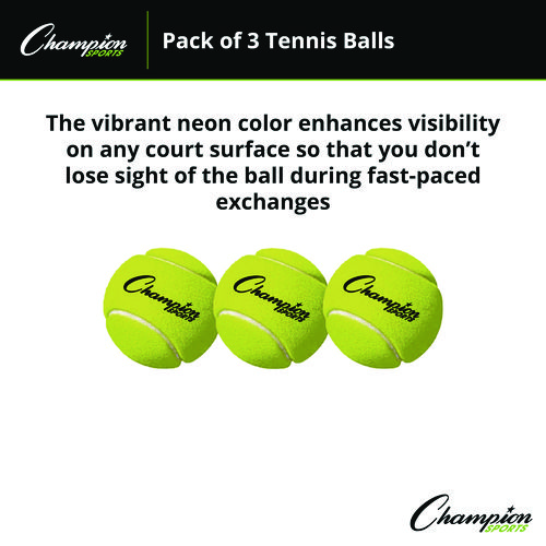 Picture of Tennis Balls, 2.5" Diameter, Yellow, 3/Pack