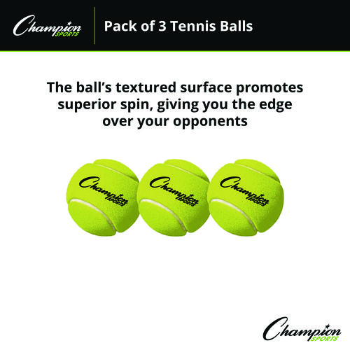 Picture of Tennis Balls, 2.5" Diameter, Yellow, 3/Pack