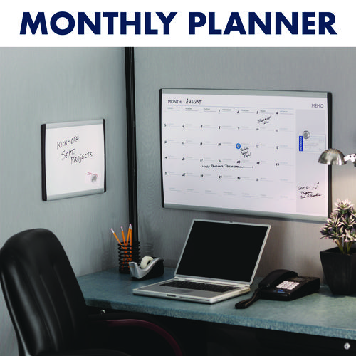 Picture of ARC Frame Cubicle Board, Monthly Planning/Scheduling Calendar, 30" x 18", White Magnetic Surface, Satin Aluminum Frame